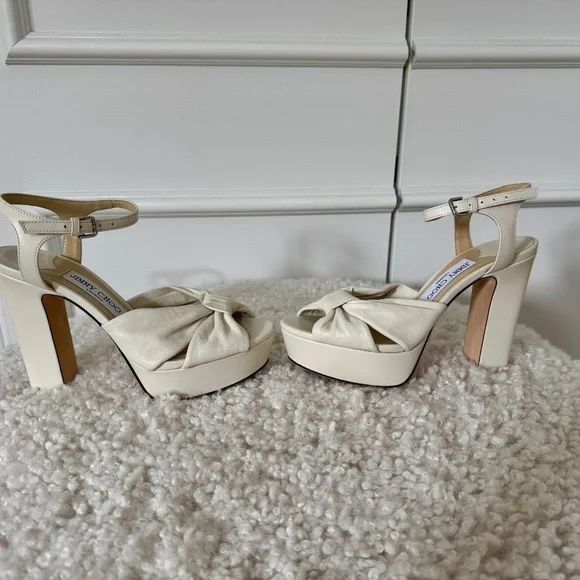 Jimmy Choo Heloise Platform Sandals – Size 37 – Worn Once – PERFECT Bridal Shoe - Picture 5 of 13